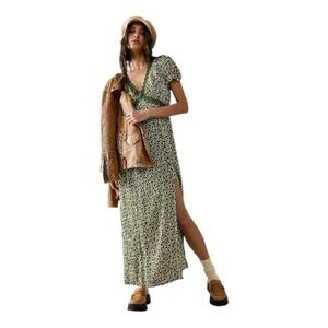 Free People Marley Maxi Dress | Green Geometric Print | Size XS